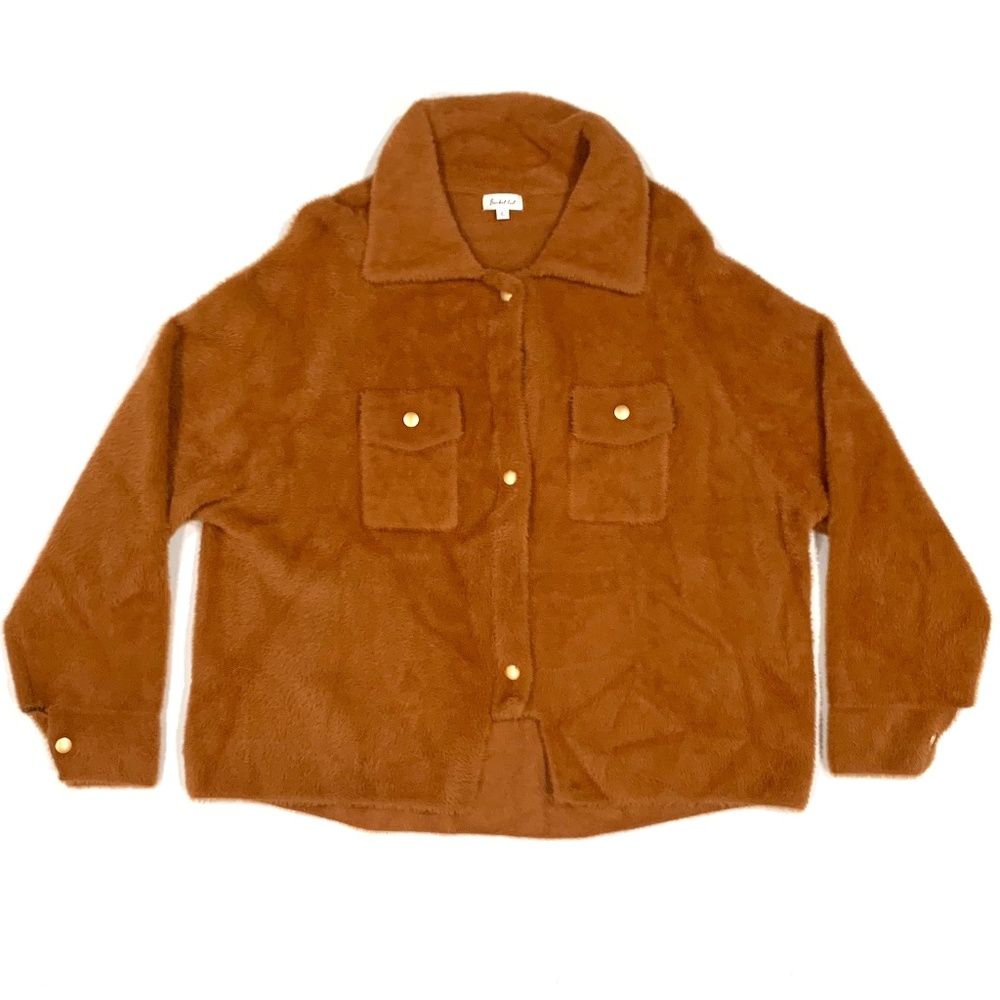 Bucketlist Frankie Soft Fuzzy Shacket In Camel - … - image 1